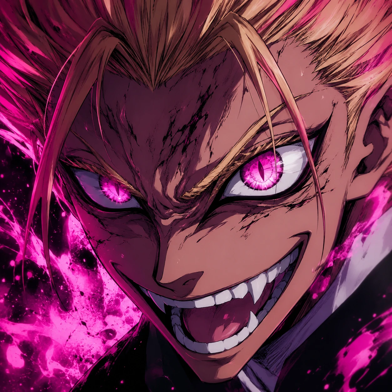 Blue Lock Shidou PFP close-up of his fanged grin and sharp eyes