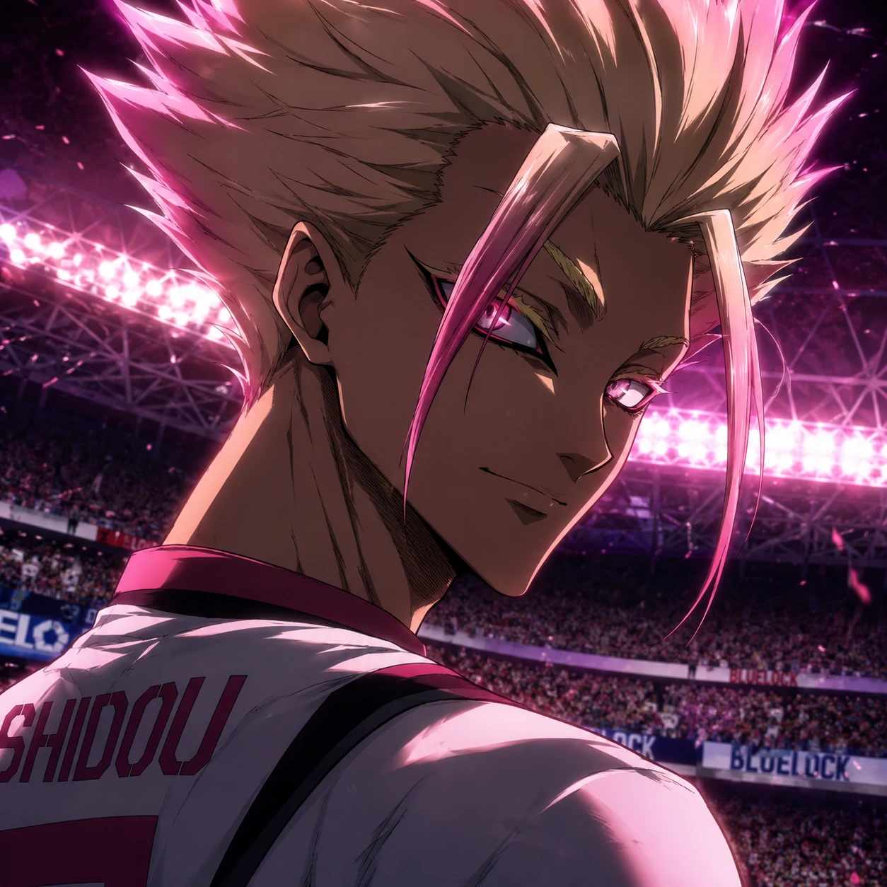 4K Shidou PFP under stadium lights with detailed highlights and shadows
