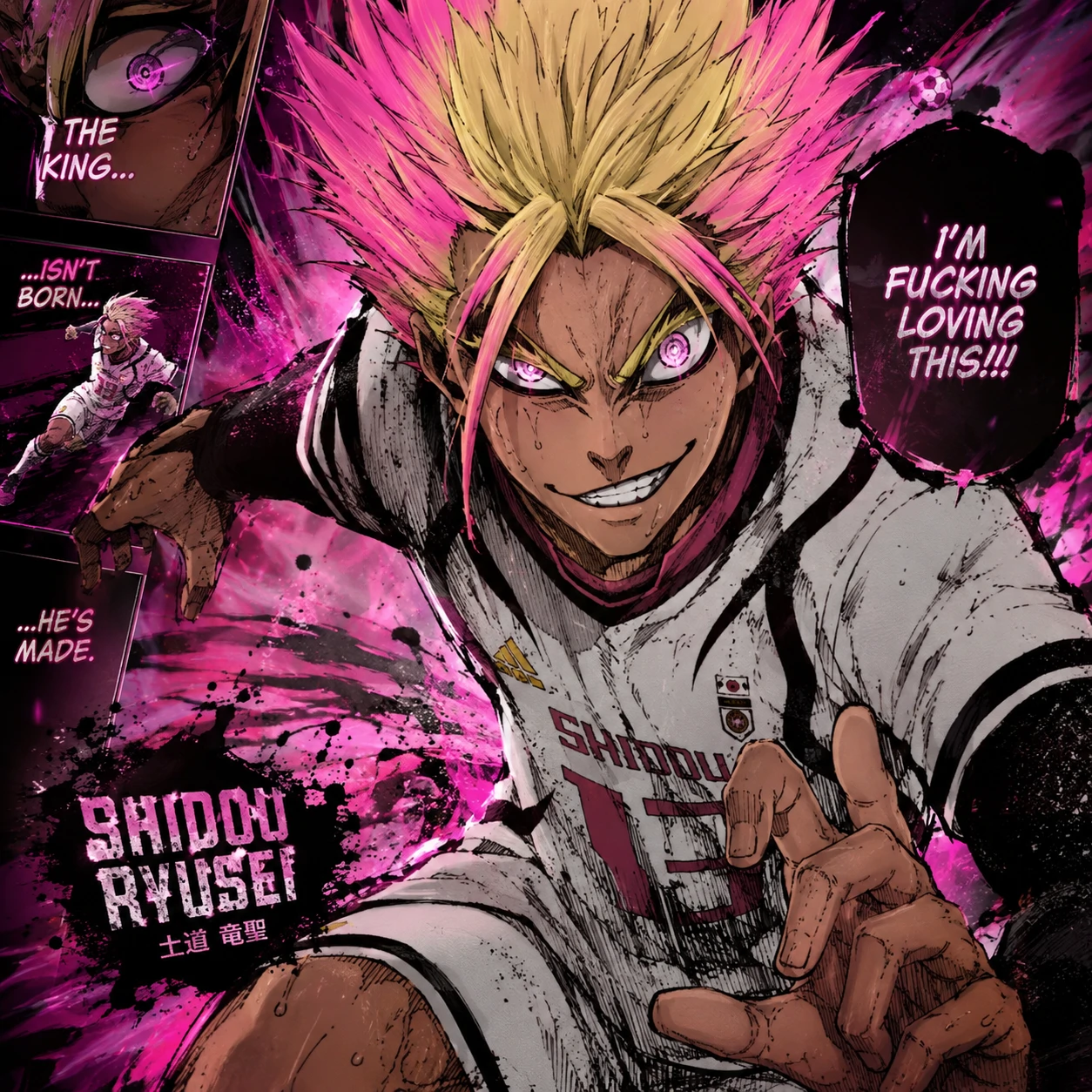 Colored manga Shidou PFP edit with pink hair tones added by fans