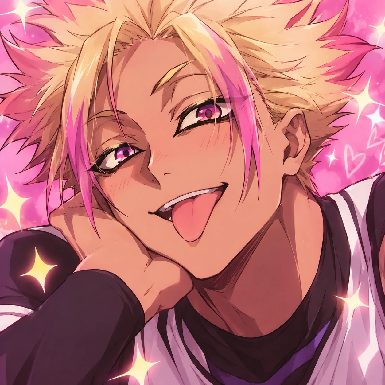 Cute Shidou PFP fanart with sparkles and a playful expression