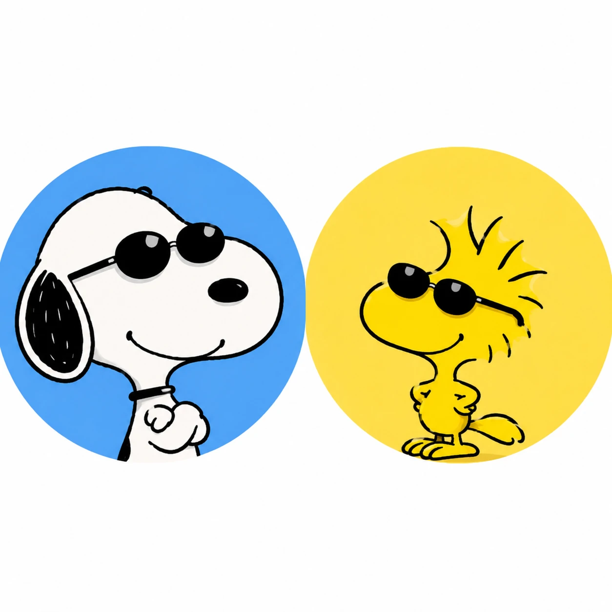 Cool Snoopy and Woodstock matching profile pictures wearing tiny sunglasses