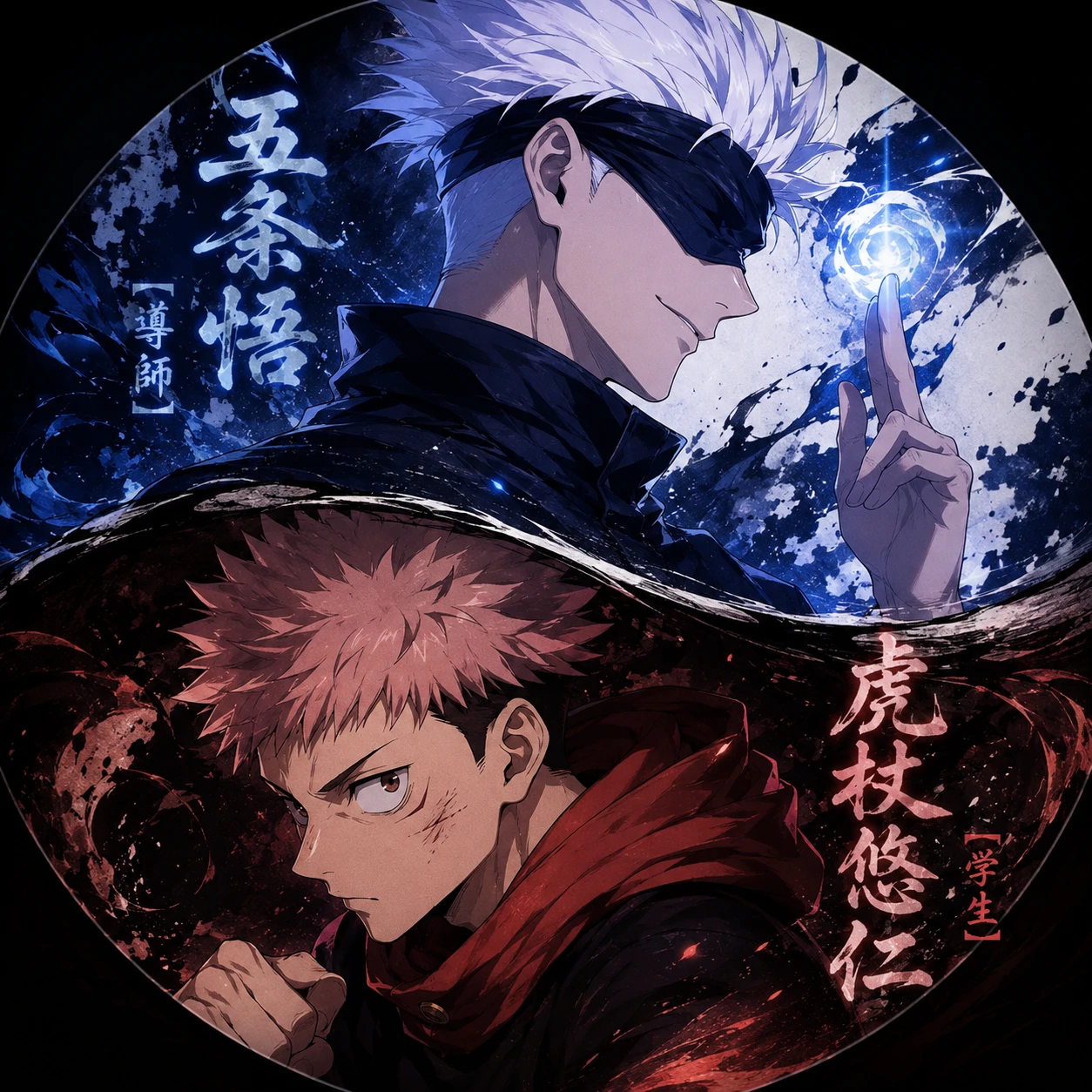 Yuji and Gojo Satoru matching PFP with mentor-student dynamic framing
