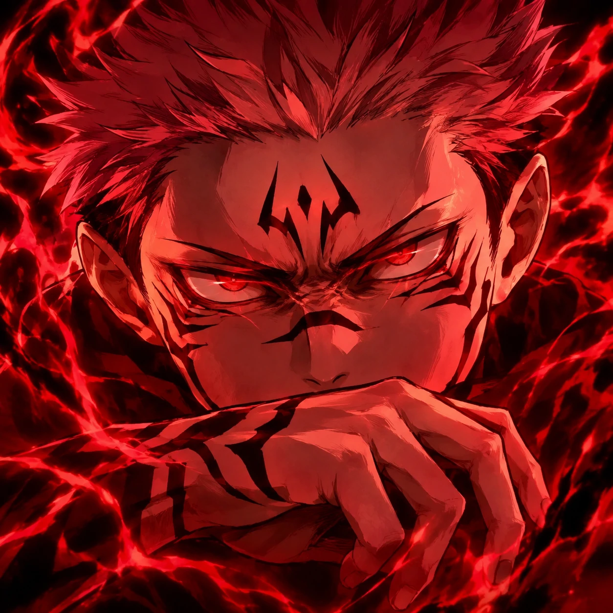 Yuji Sukuna domain icon with expansion energy and bold red highlights