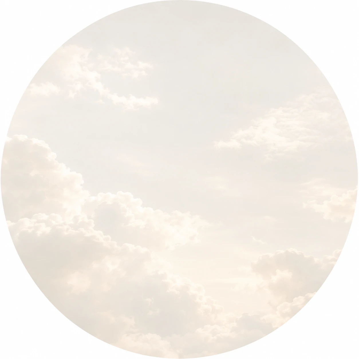 Aesthetic white PFP with a minimal cloud sky background in pale ivory tones