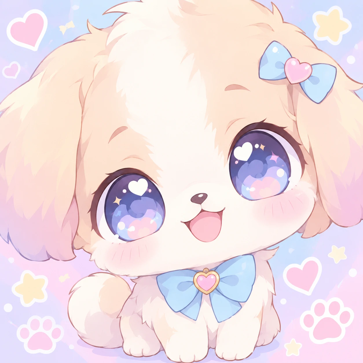 Chibi anime dog PFP of a tiny pastel puppy with oversized head