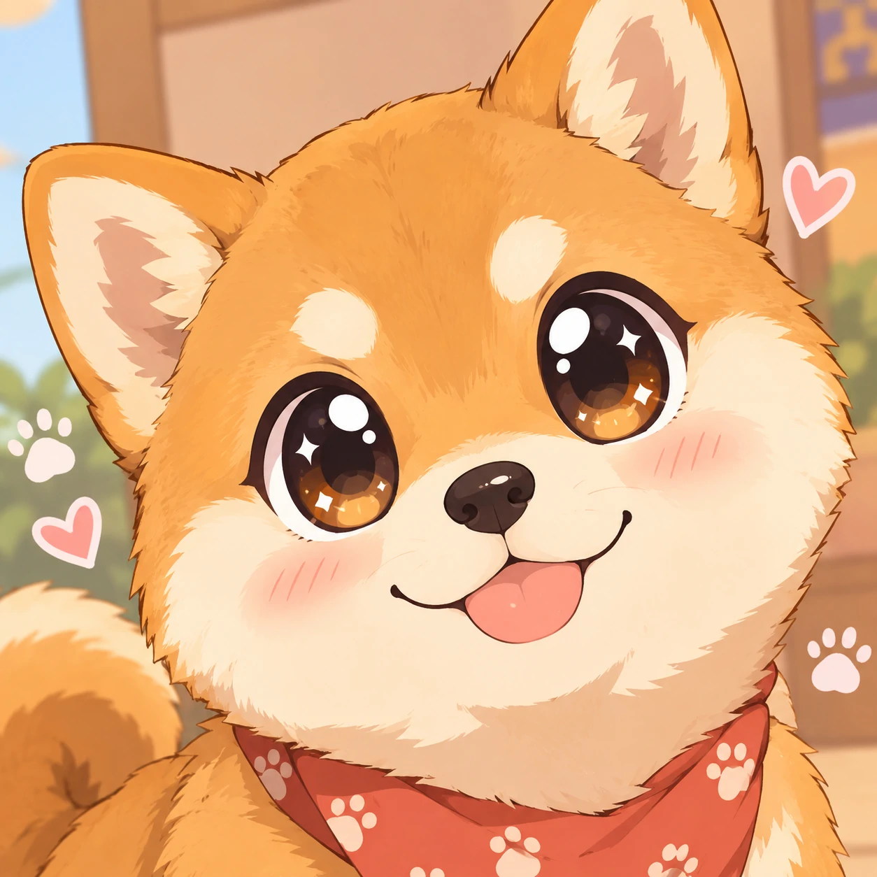 Cute anime dog PFP illustration of a Shiba Inu with big eyes