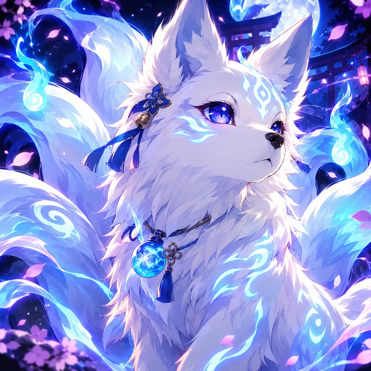 Anime dog PFP styled like a mystical fox spirit with glowing details
