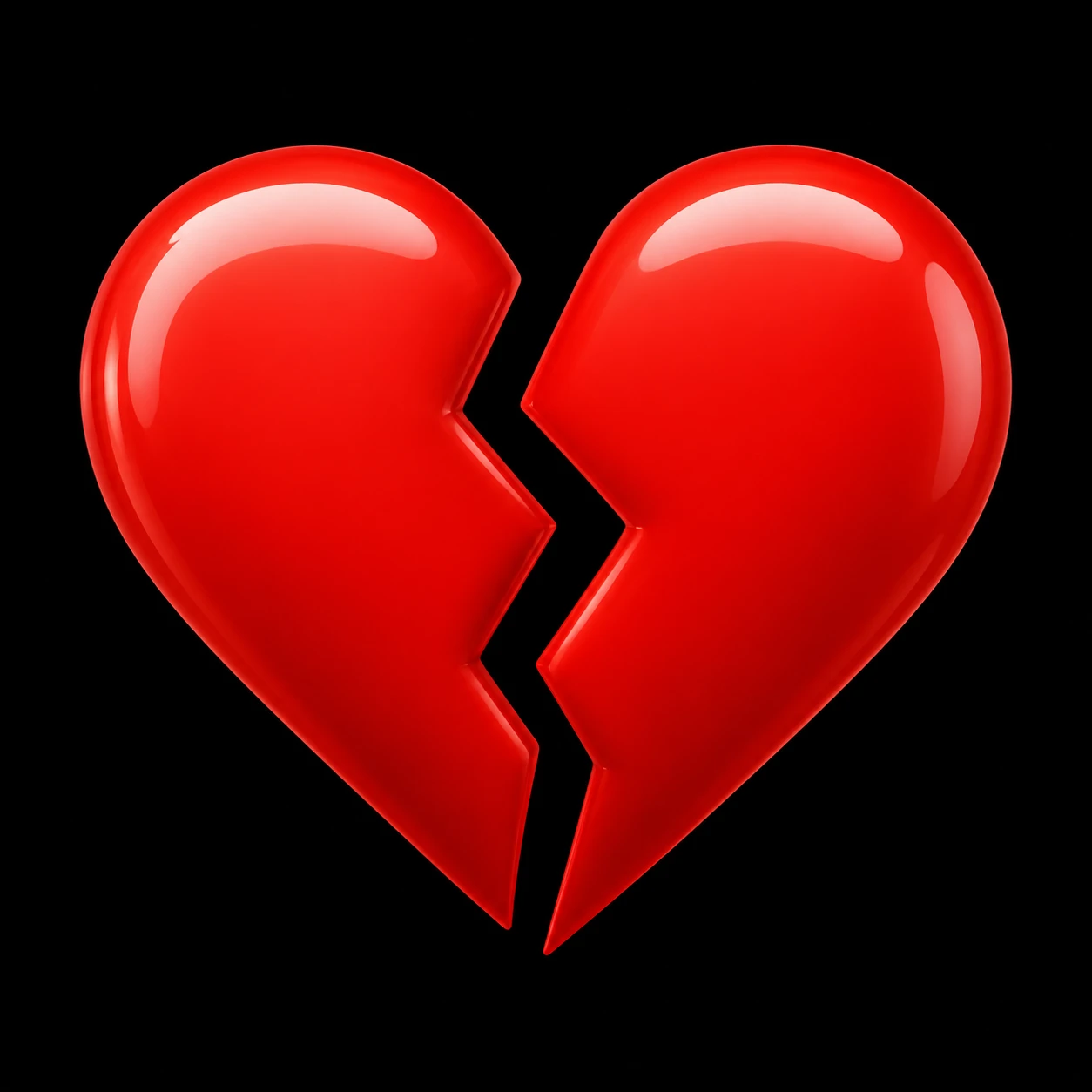 Broken heart pfp split cleanly down the middle into two red halves