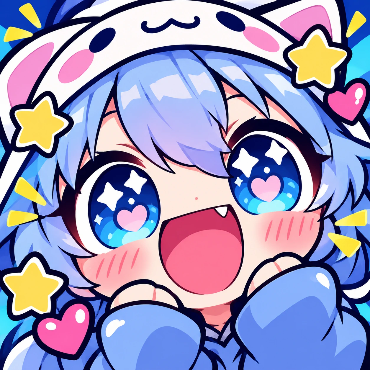 Cute kawaii Discord PFP with an exaggerated happy anime reaction expression