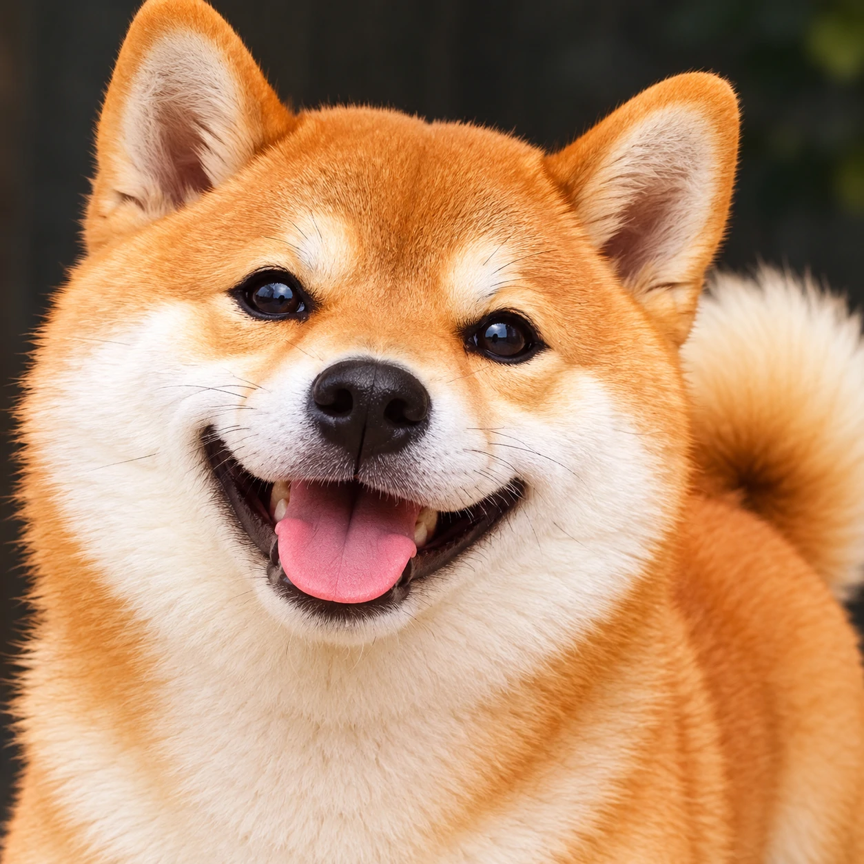 Cute Shiba Inu dog PFP with a smiling face and curled tail