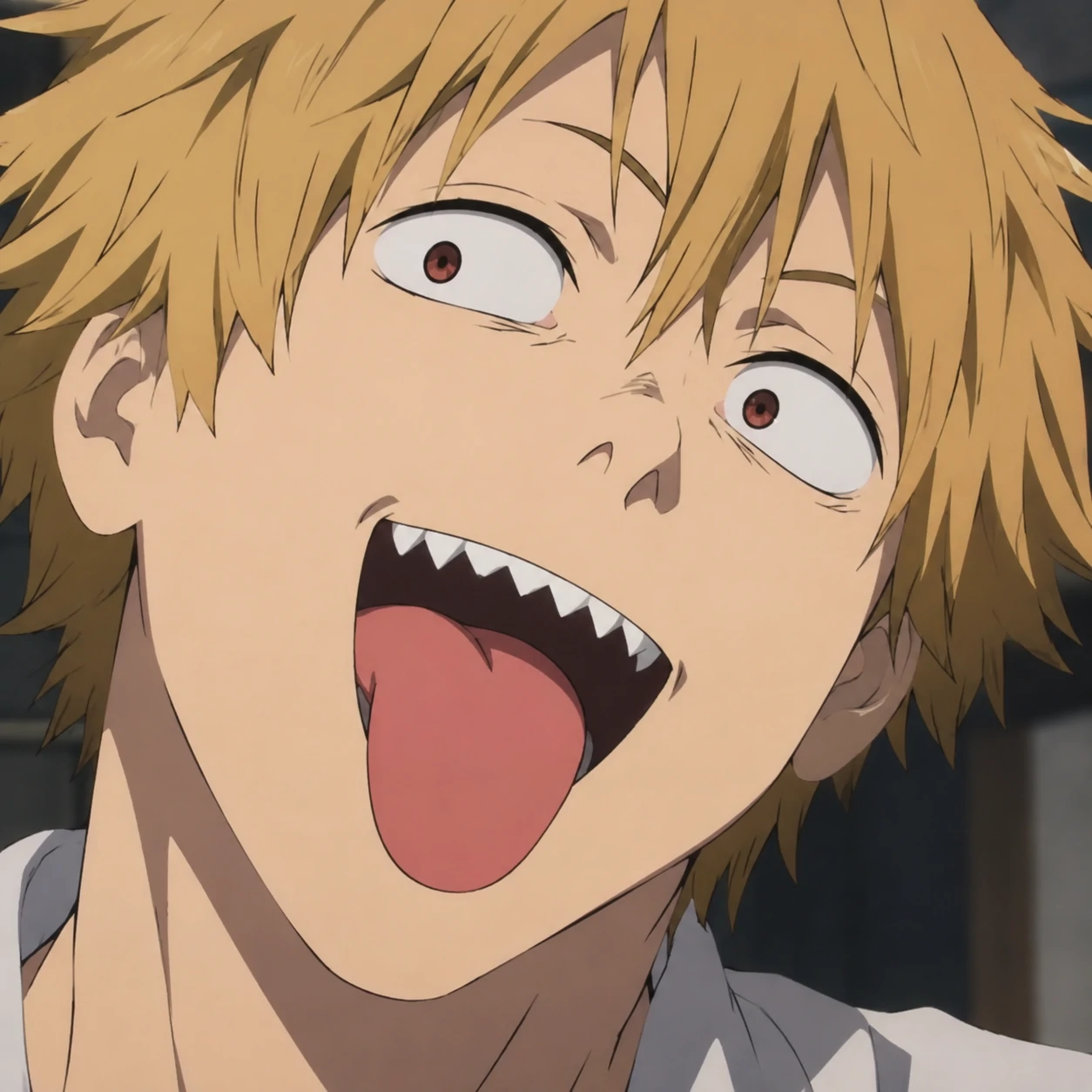 Denji funny face profile picture with wide goofy expression, anime screenshot
