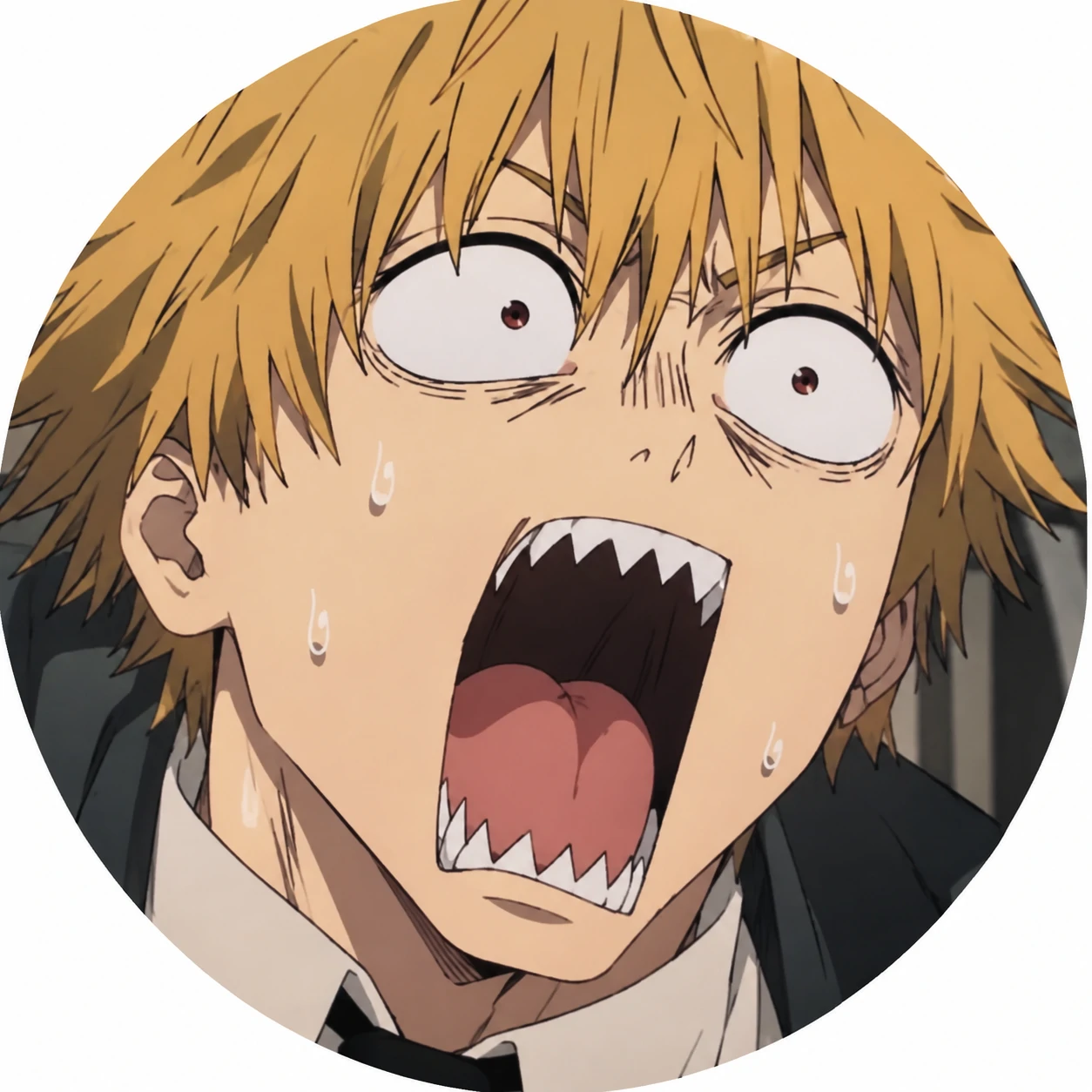 Funny Denji expression icon with exaggerated shock face, Chainsaw Man PFP