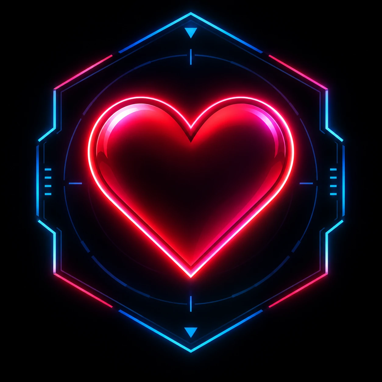 Heart pfp for Steam and gaming profiles with a subtle HUD-inspired neon frame