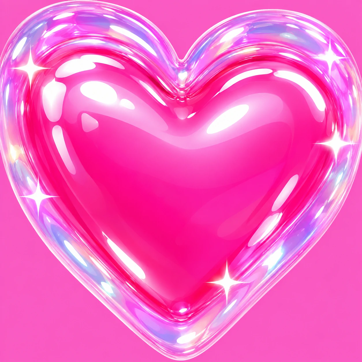 Y2K heart pfp with extreme bubble gloss and inflated plastic texture