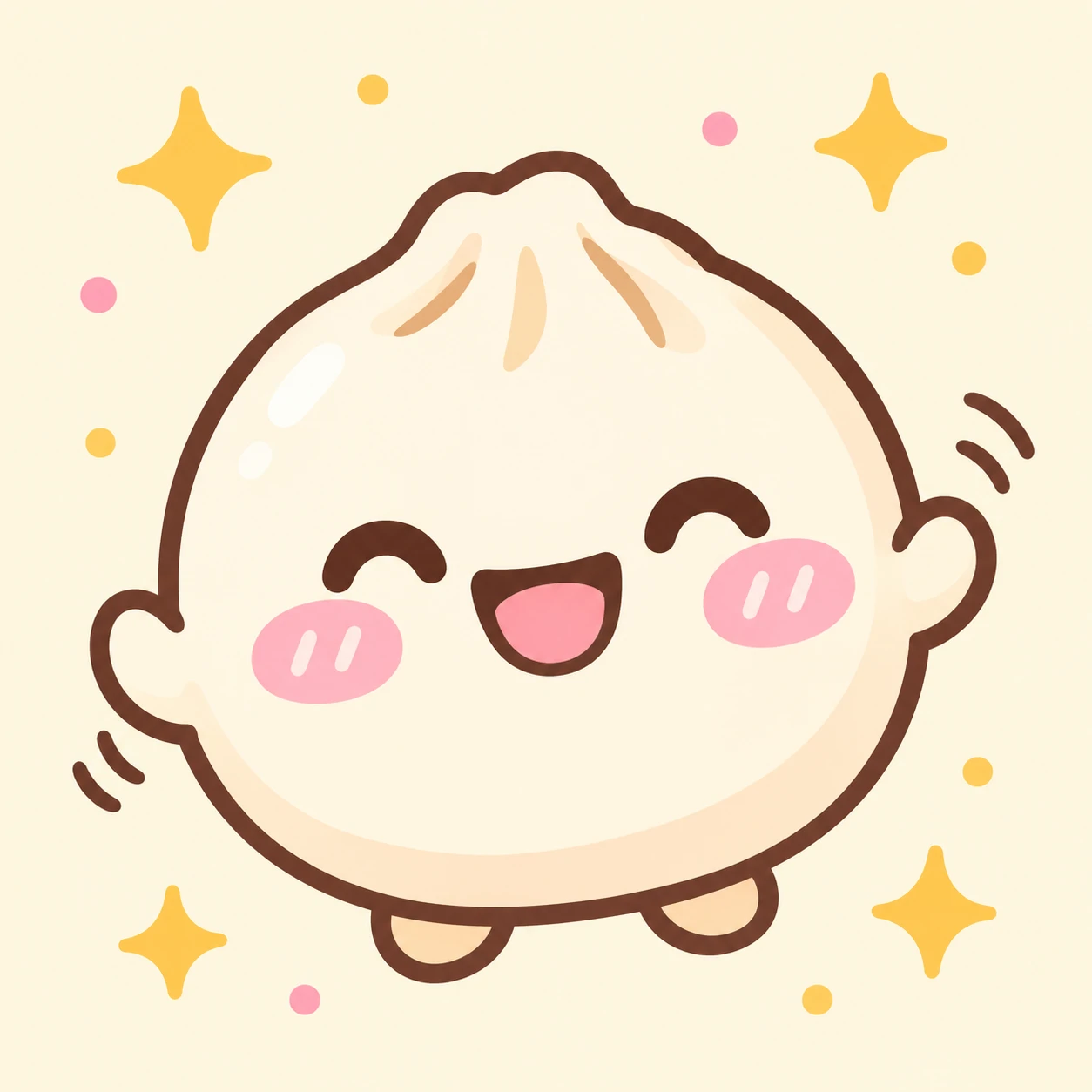 kawaii cutecore profile picture of a smiling dumpling character with blush marks
