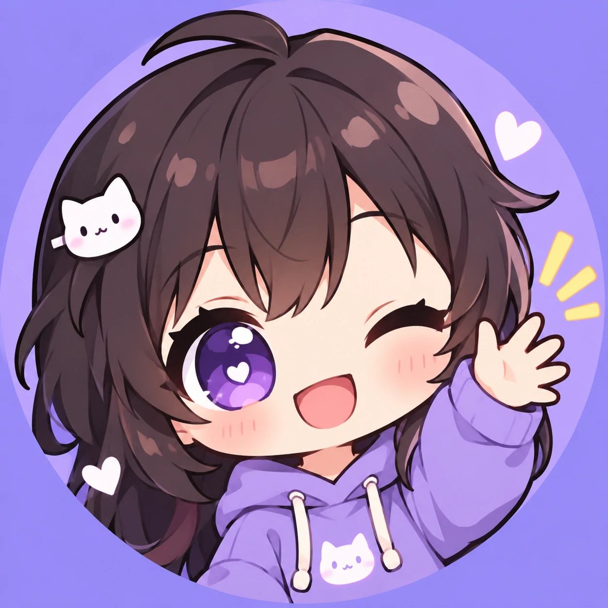 Kawaii Discord PFP of a tiny chibi character waving hello with a smile