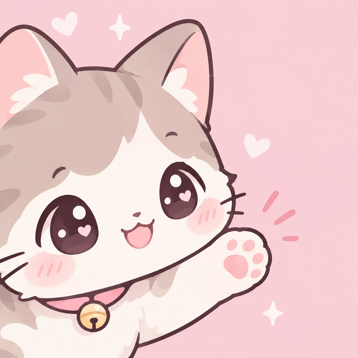 Kawaii matching PFP half one — cute cat character reaching toward the right