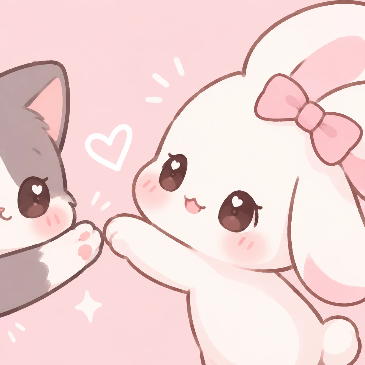 Kawaii matching PFP half two — cute bunny character reaching toward the left