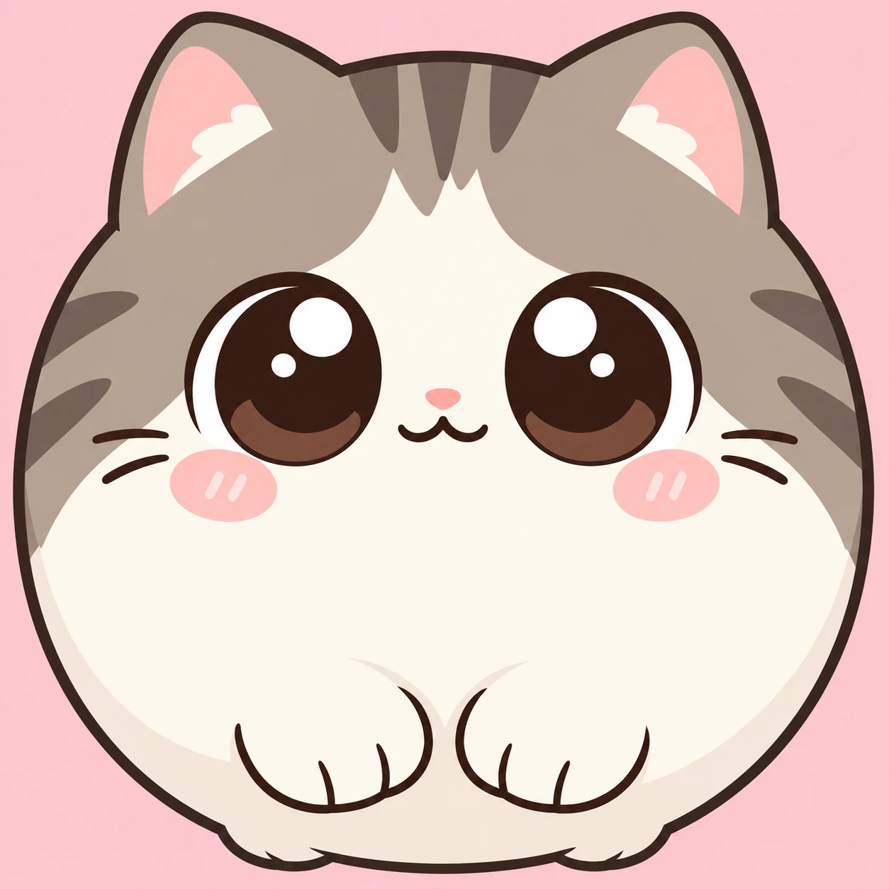 Kawaii cat PFP of a chubby chibi kitten with huge round eyes