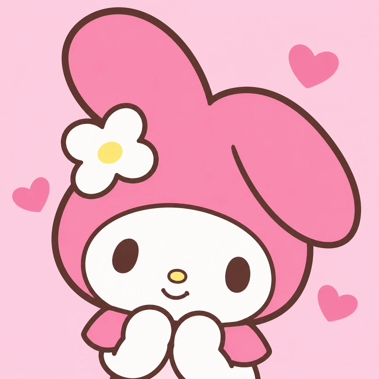 Kawaii Sanrio-style PFP with a pink-hooded bunny character and soft smile