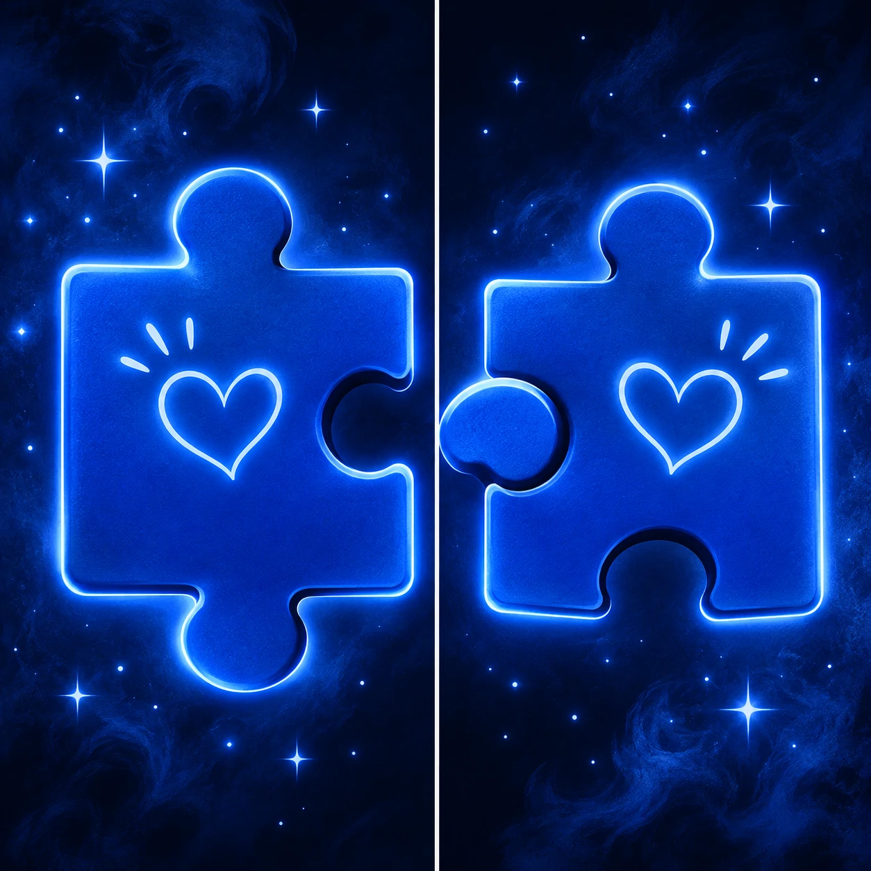 Matching blue PFP set with two interlocking puzzle piece designs in cobalt
