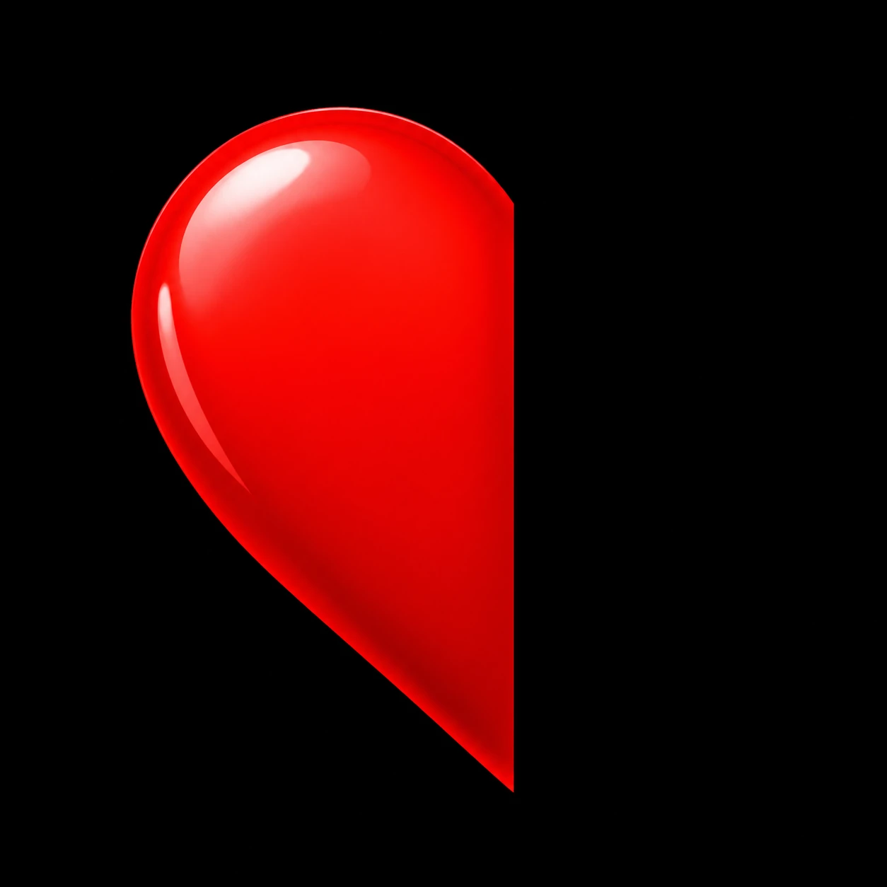 Matching heart pfp showing the left half of a red heart with clean split edge
