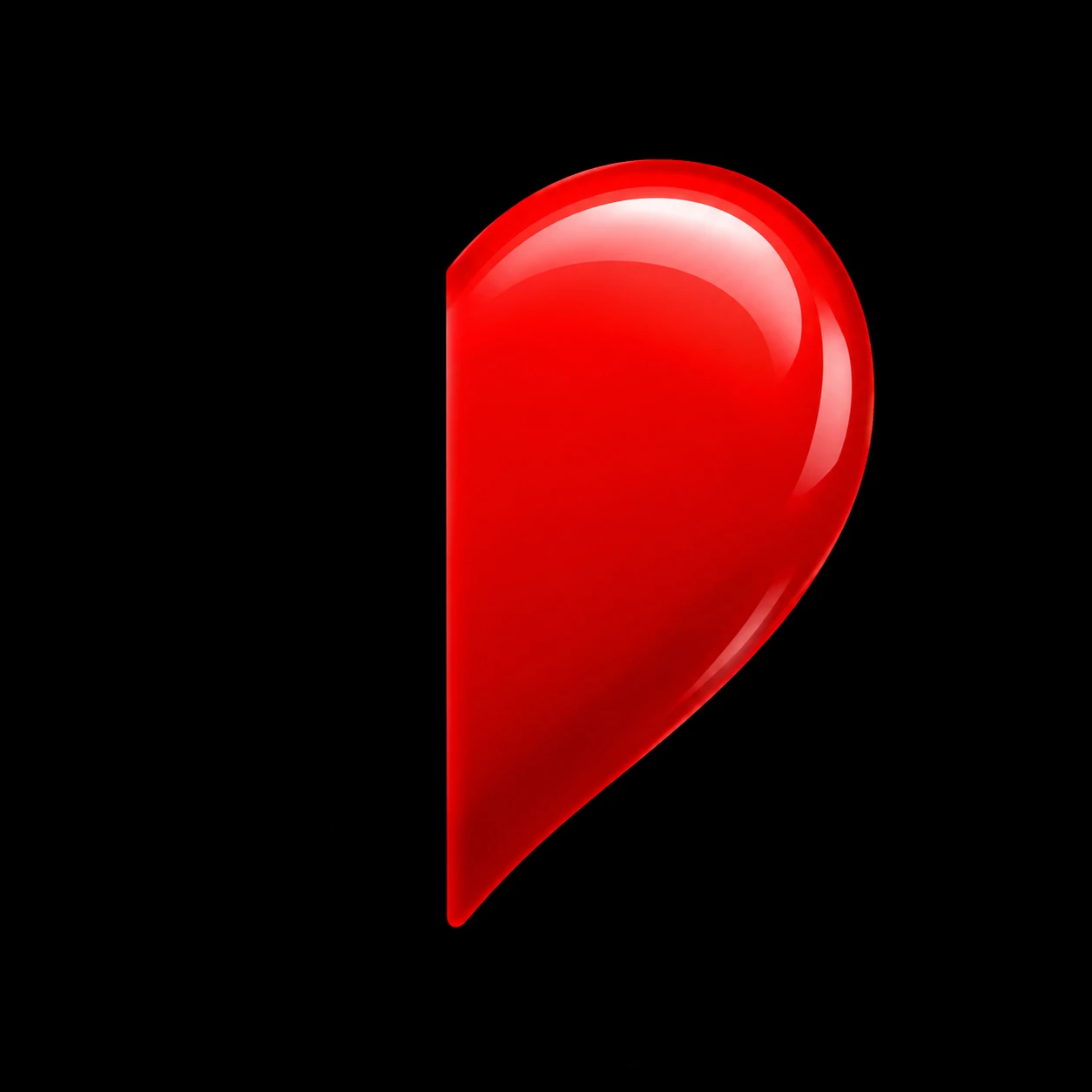 Matching heart pfp showing the right half of a red heart with clean split edge