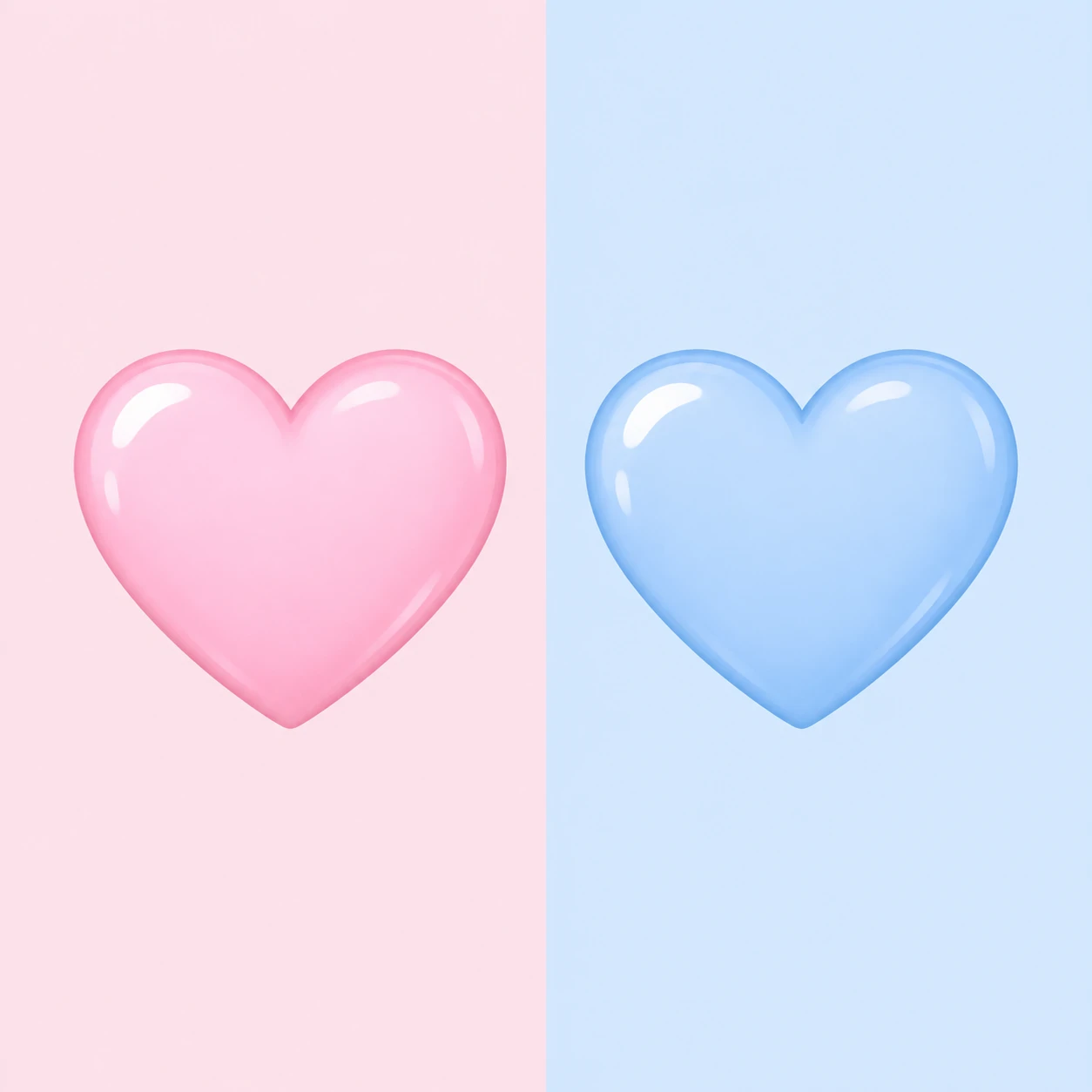 Matching heart pfp pair concept with one pink and one blue heart side by side