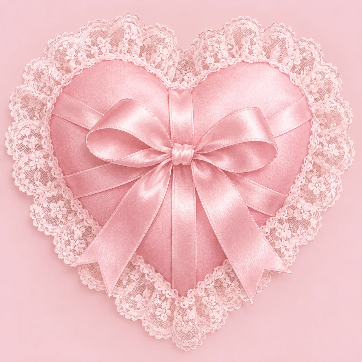Coquette pink heart pfp wrapped with a delicate ribbon bow and lace trim