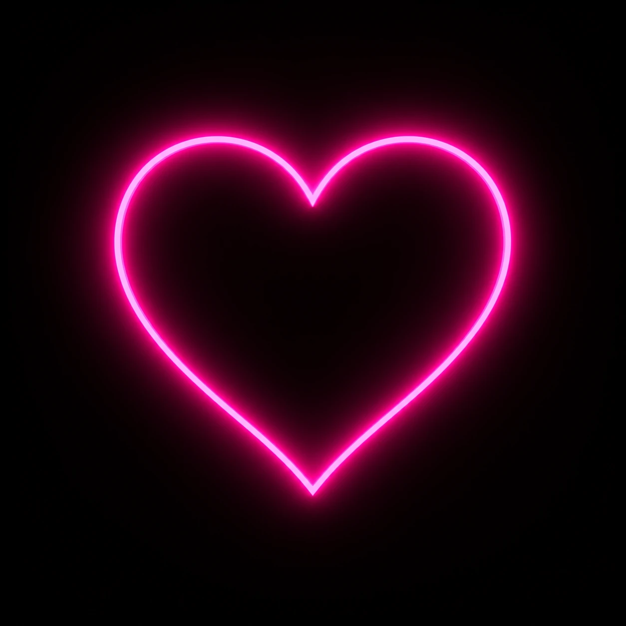 Neon pink heart outline pfp glowing softly on a dark minimal background