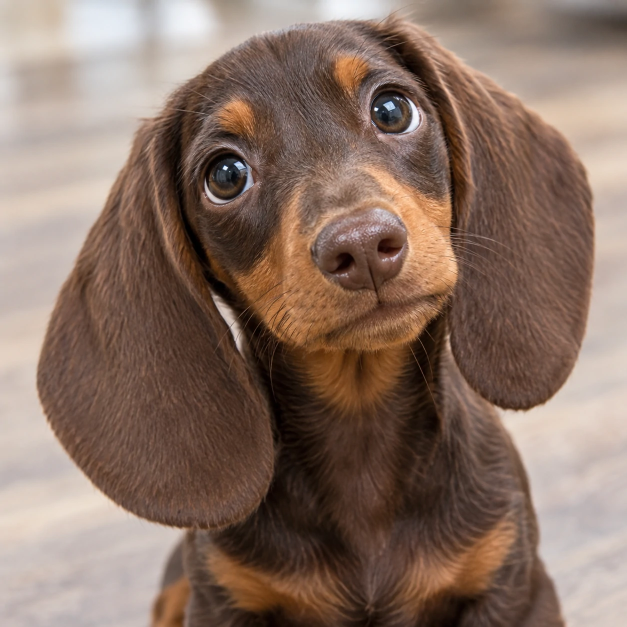 Dachshund puppy PFP with long floppy ears and curious eyes