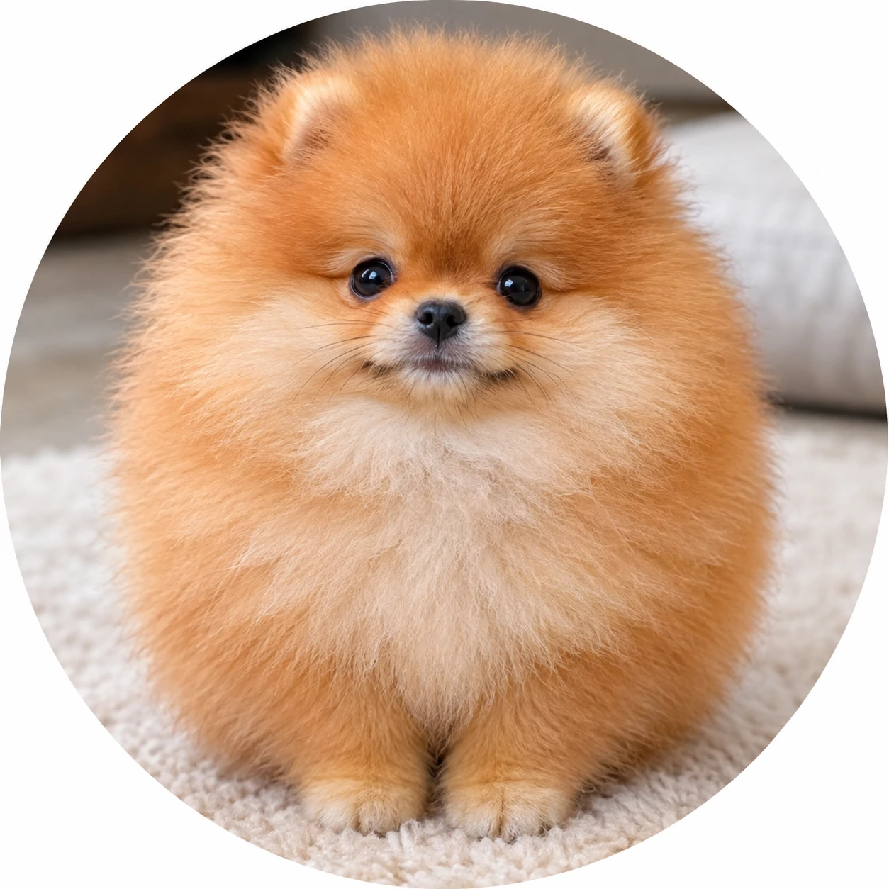 Pomeranian puppy PFP looking like a tiny orange fluff ball