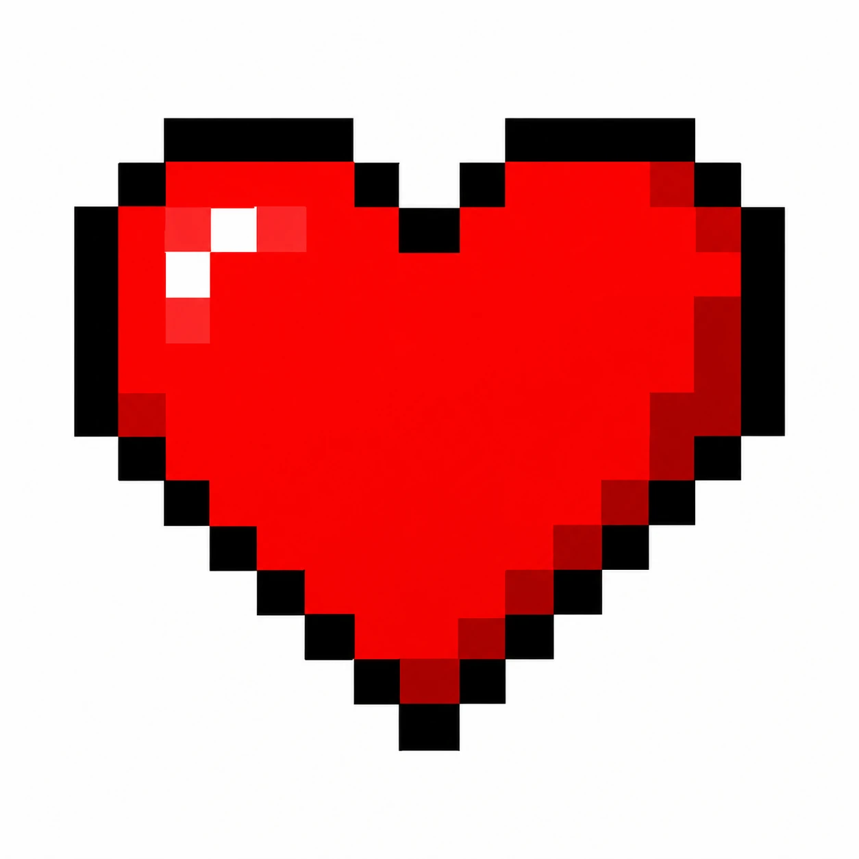 Pixel art red heart pfp in retro 8-bit game style on a white background