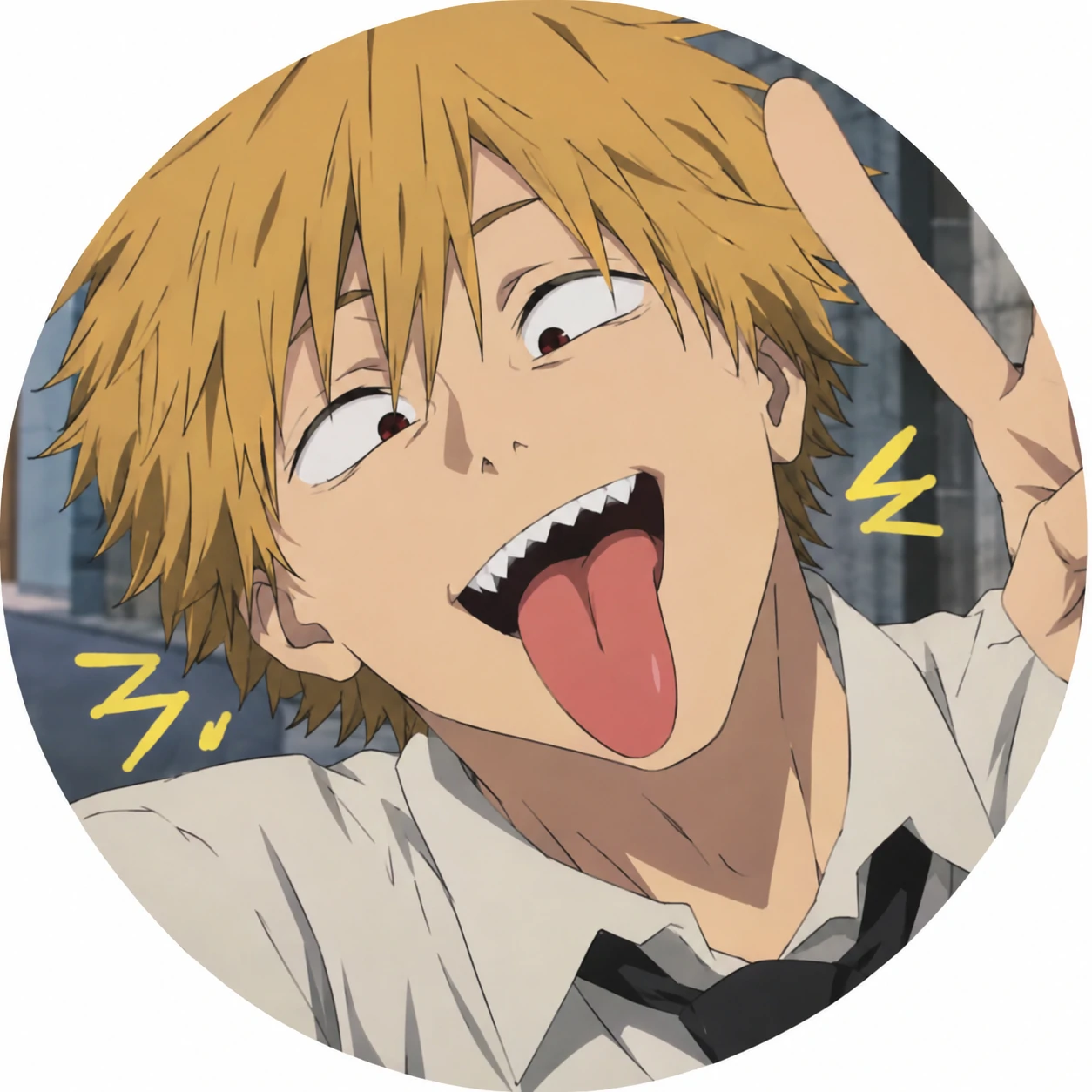 Silly Denji profile picture with tongue out and playful anime expression