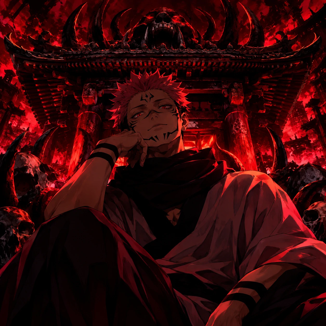 HD Sukuna profile picture inside Malevolent Shrine domain expansion