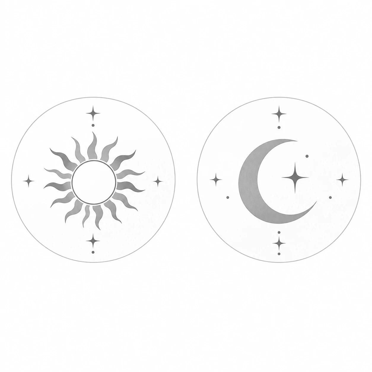 Minimal matching white PFP set with a sun and moon design for couples
