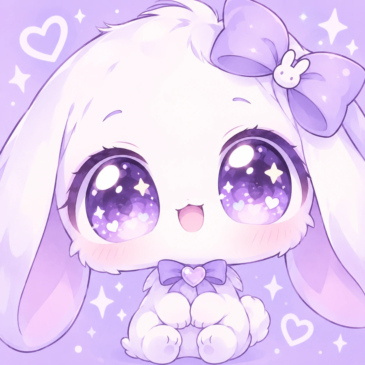 Chibi anime bunny pfp with oversized head, tiny body and big sparkly eyes