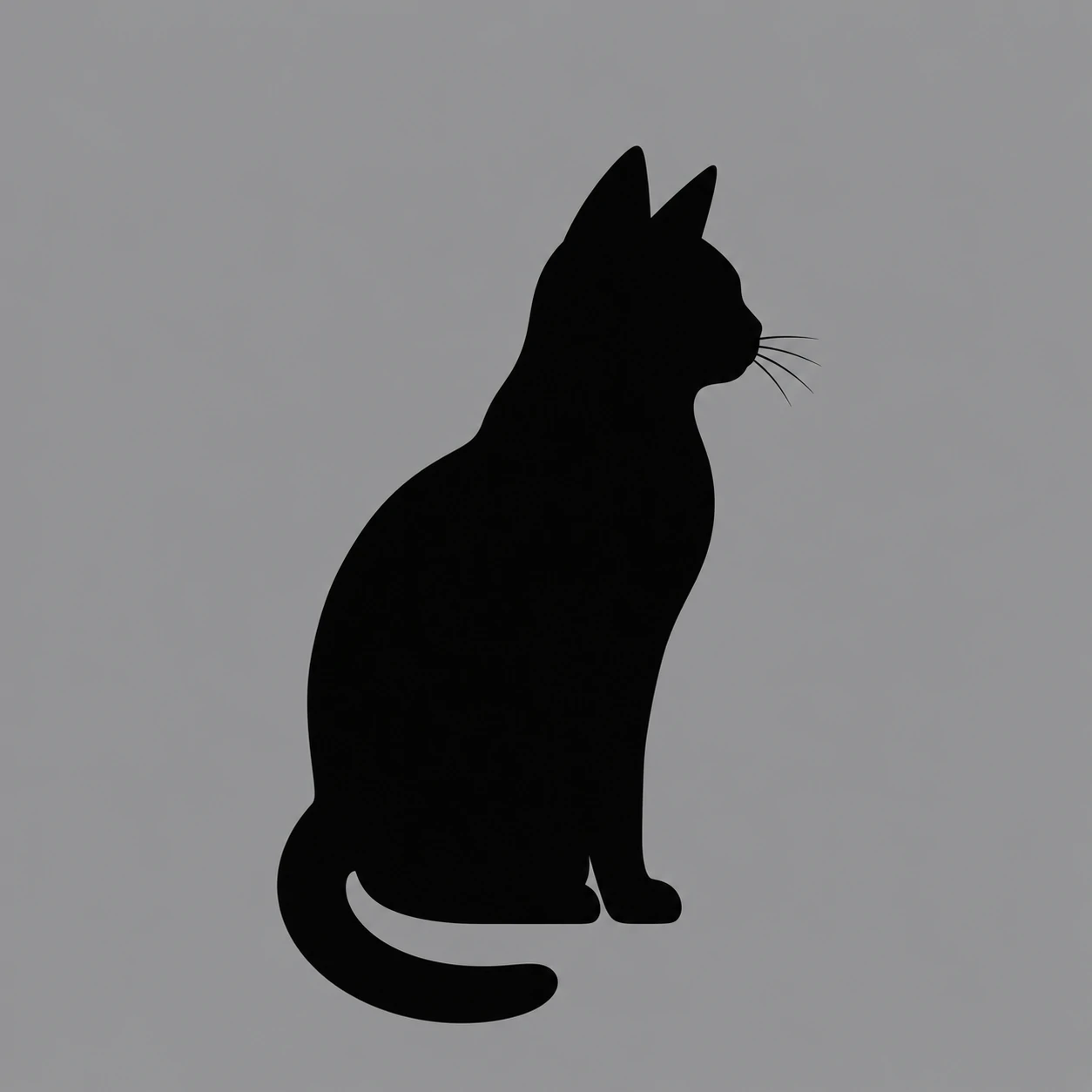 Minimal black cat PFP showing a clean cat silhouette on a muted grey background