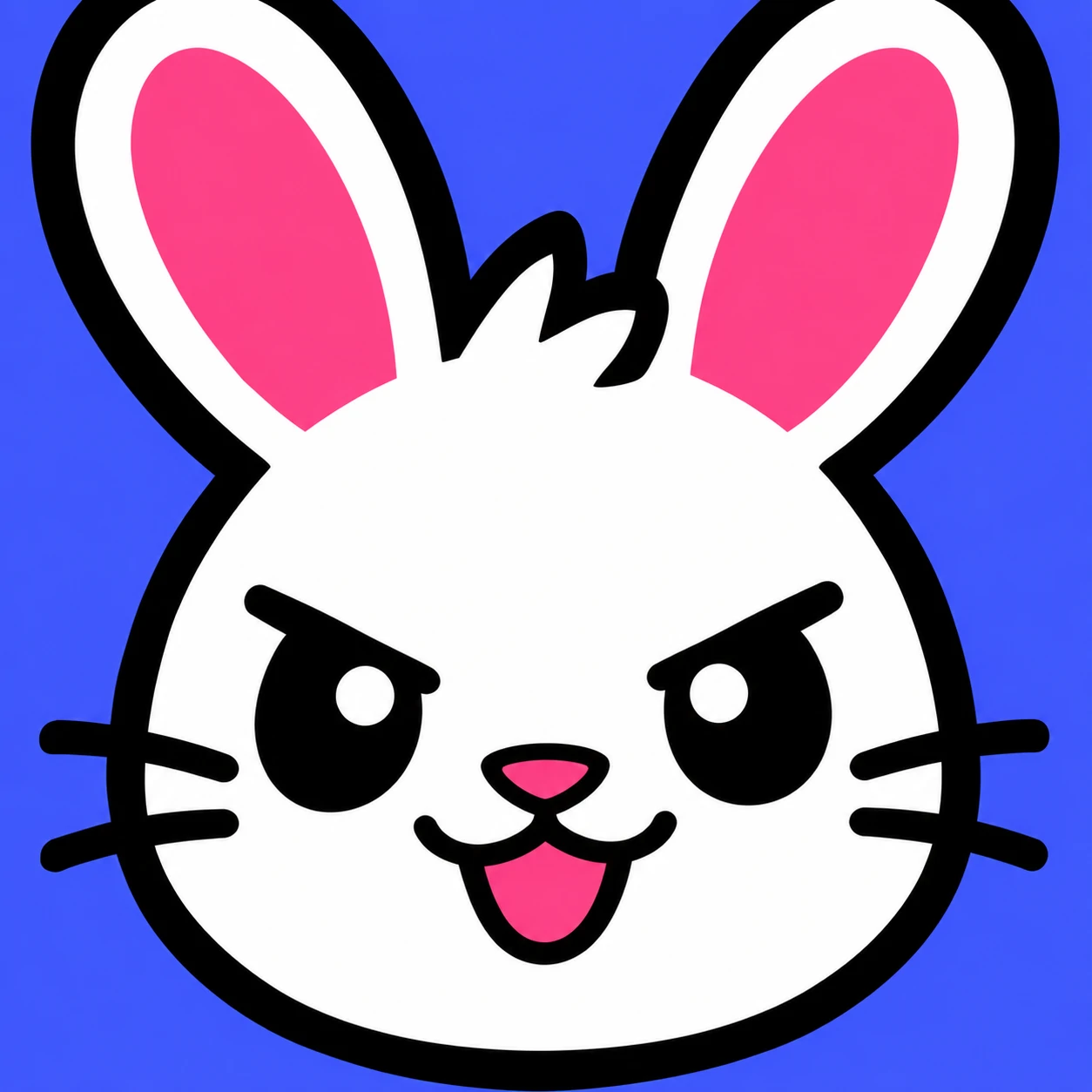 Bold bunny pfp for Discord with thick outlines and flat bright colors
