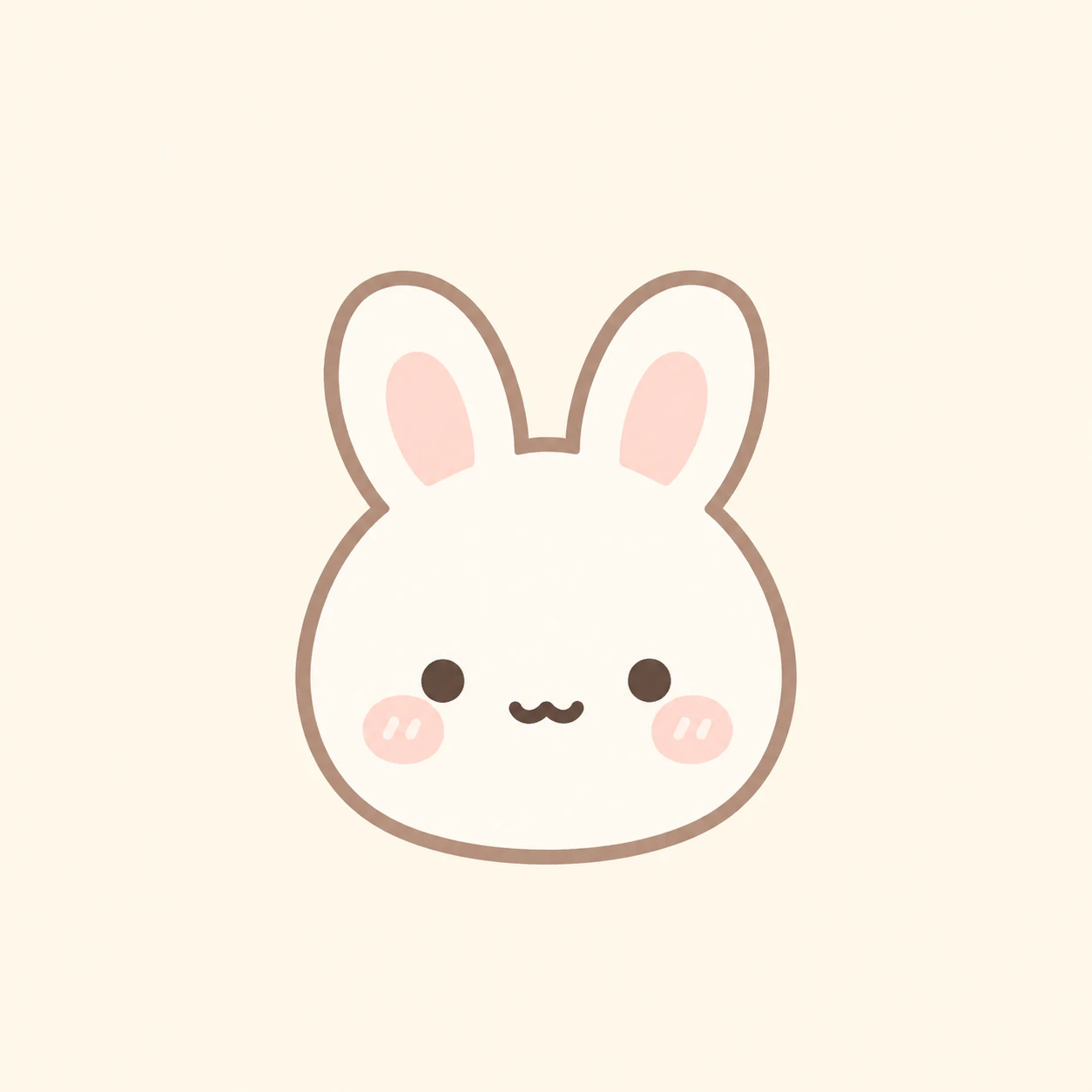 Soft kawaii bunny face pfp for Discord with simple features on cream background