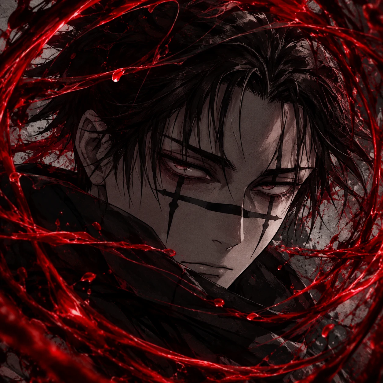 4K Choso profile picture with crimson blood threads framing his face