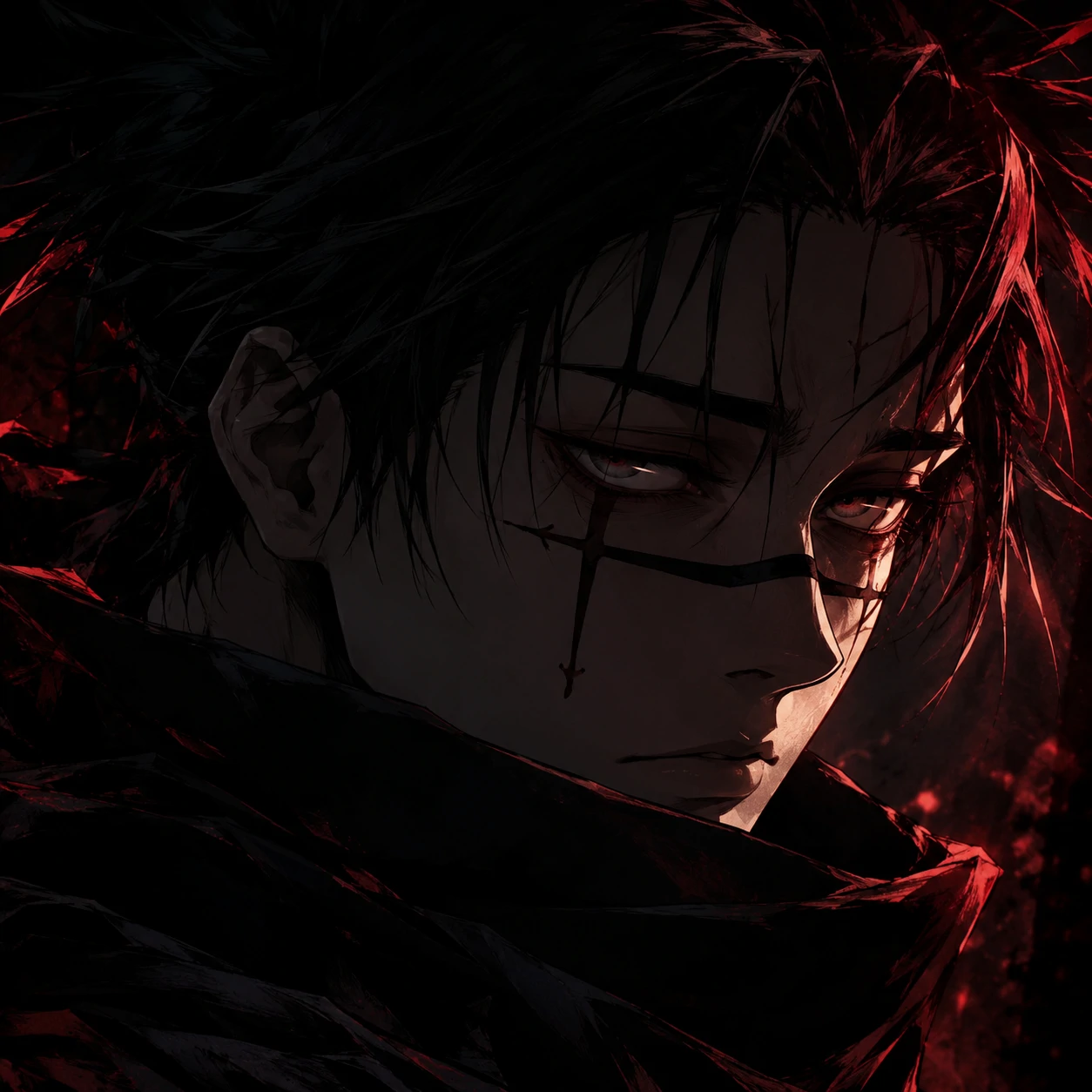 Dark 4K Choso PFP with dramatic anime lighting and deep shadow detail