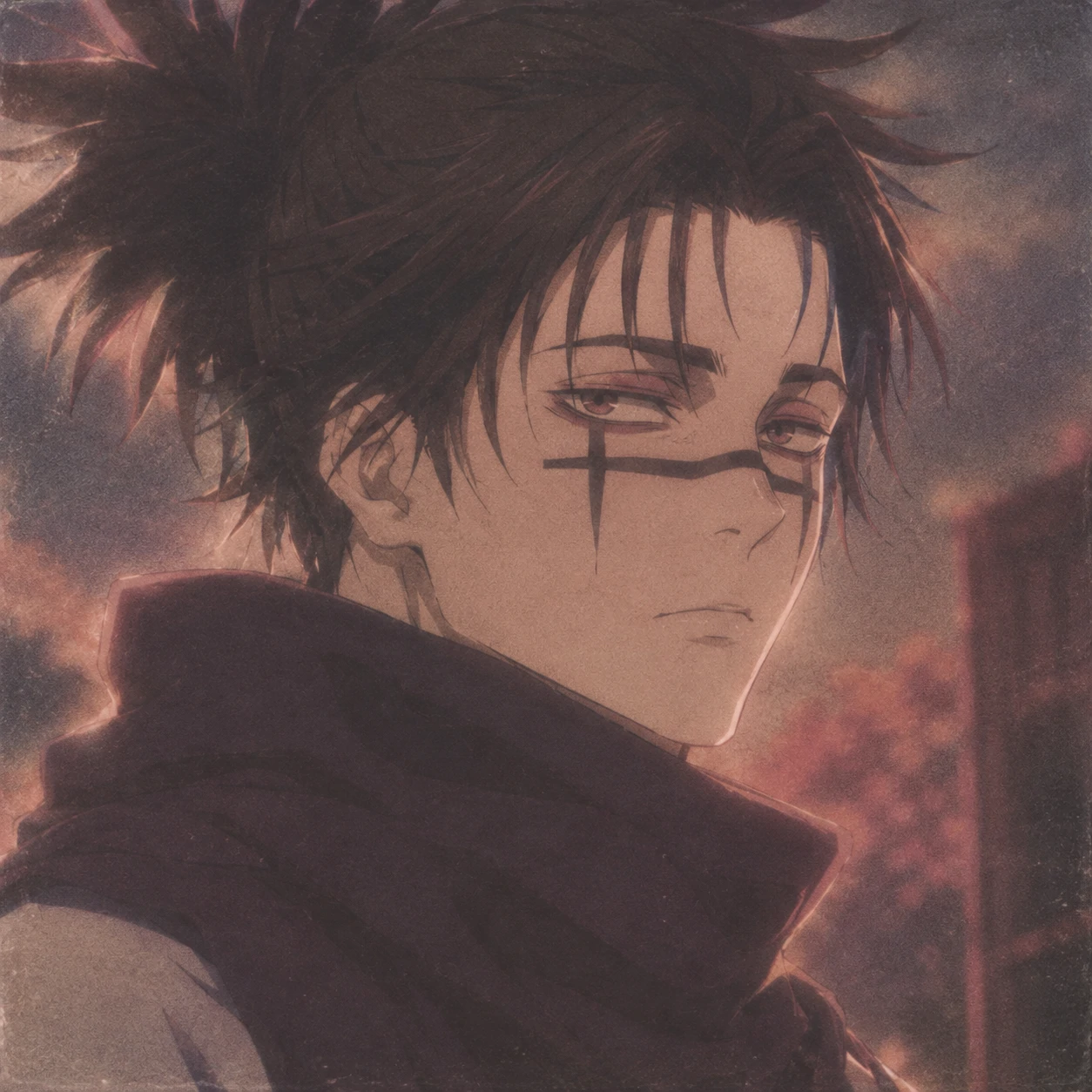 Vintage style aesthetic Choso PFP with faded retro anime colors and soft glow