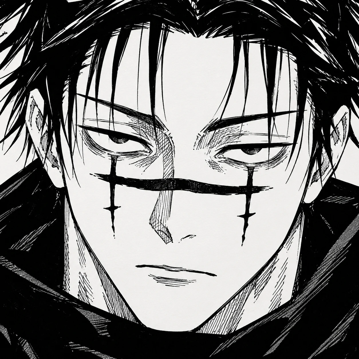 Choso PFP manga panel close-up showing his face markings and serious expression