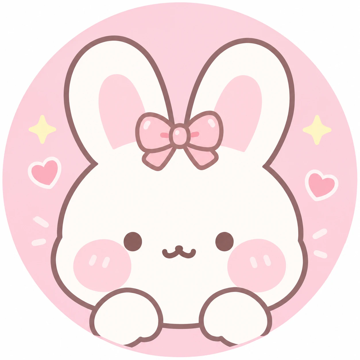 Kawaii cute bunny pfp icon with pastel pink cheeks and tiny bow