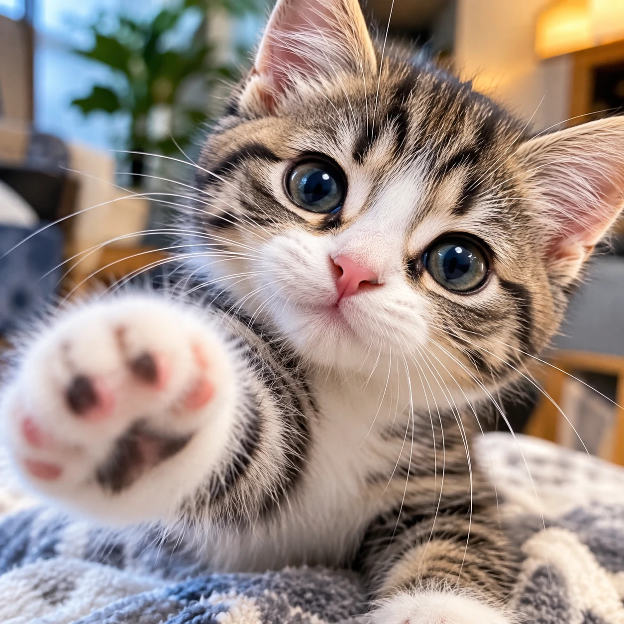 Cute cat PFP in HD showing a kitten reaching one paw toward the camera