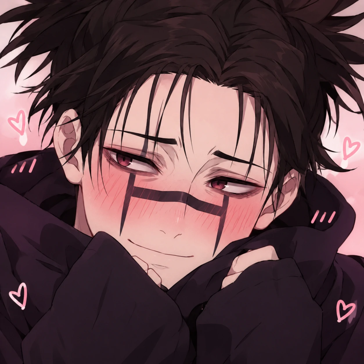 Cute Choso profile picture with blushing cheeks and a shy small smile