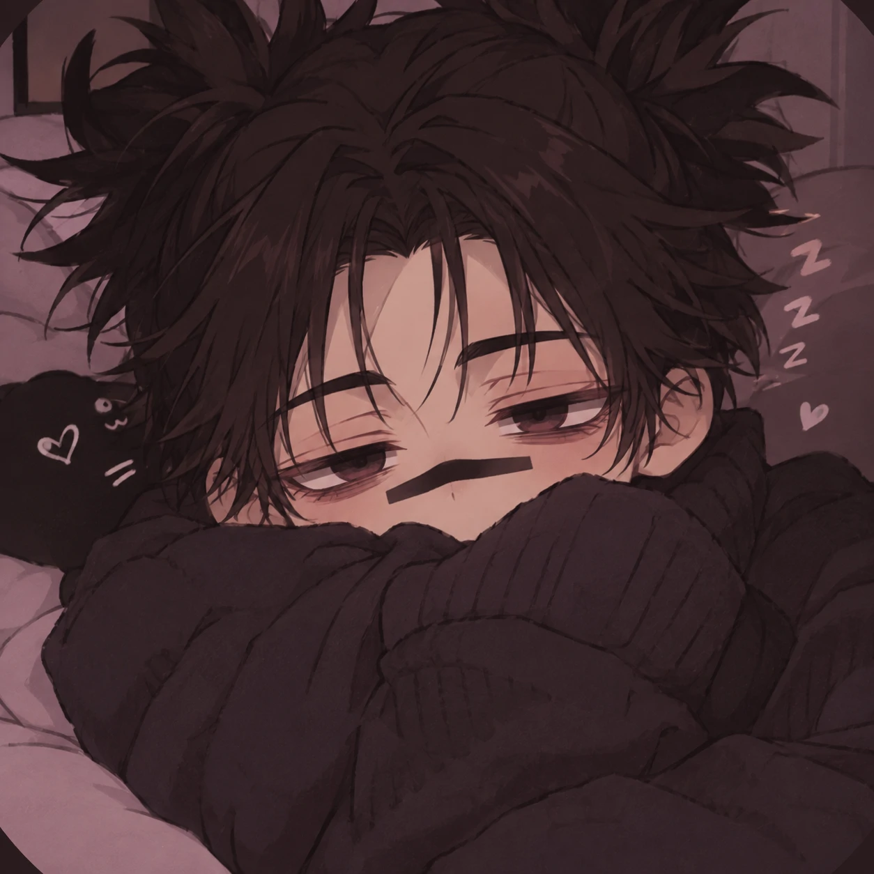 Sleepy cute Choso profile picture with droopy eyes and cozy sweater