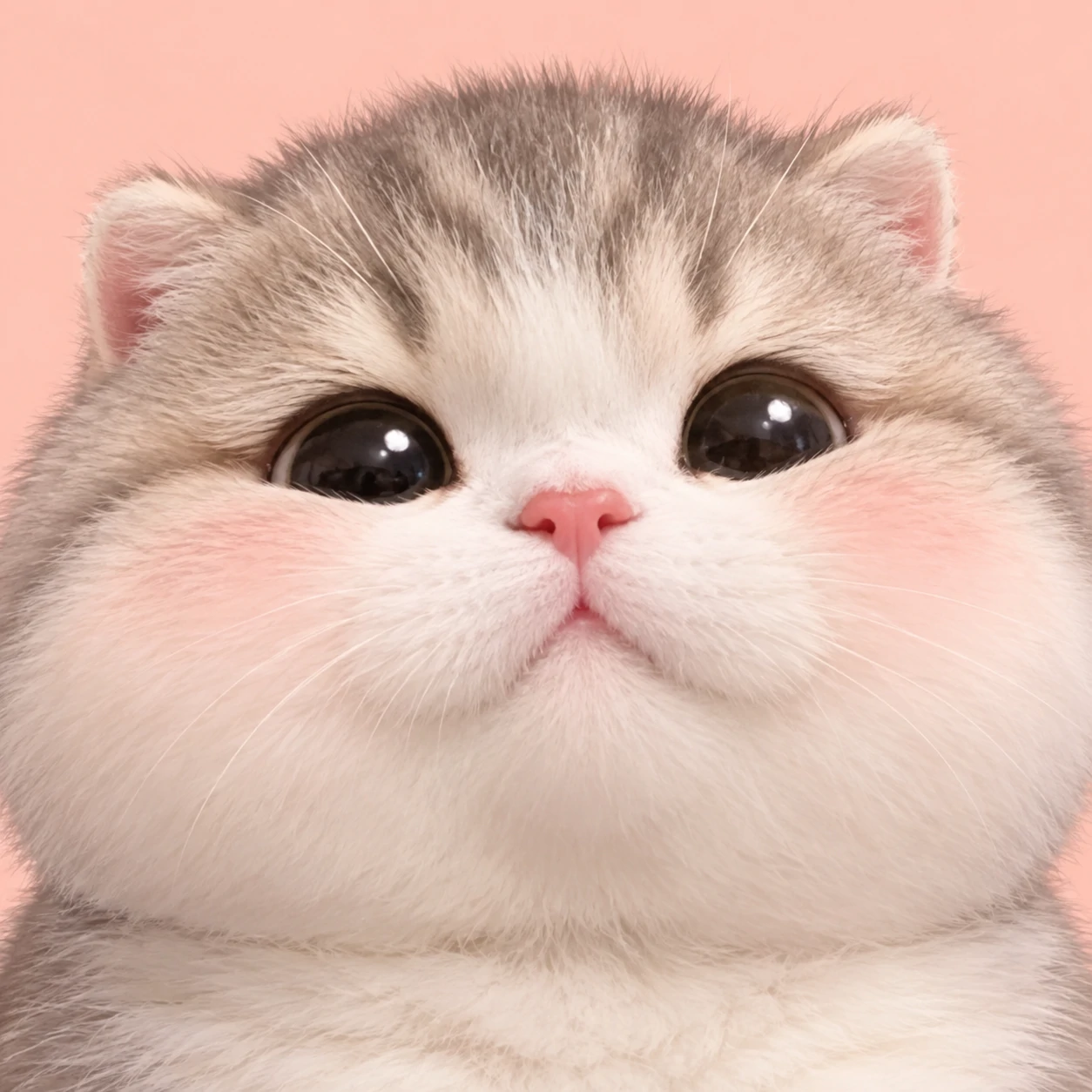 Cute chubby cat PFP of a round-faced kitten with squishy cheeks and small ears