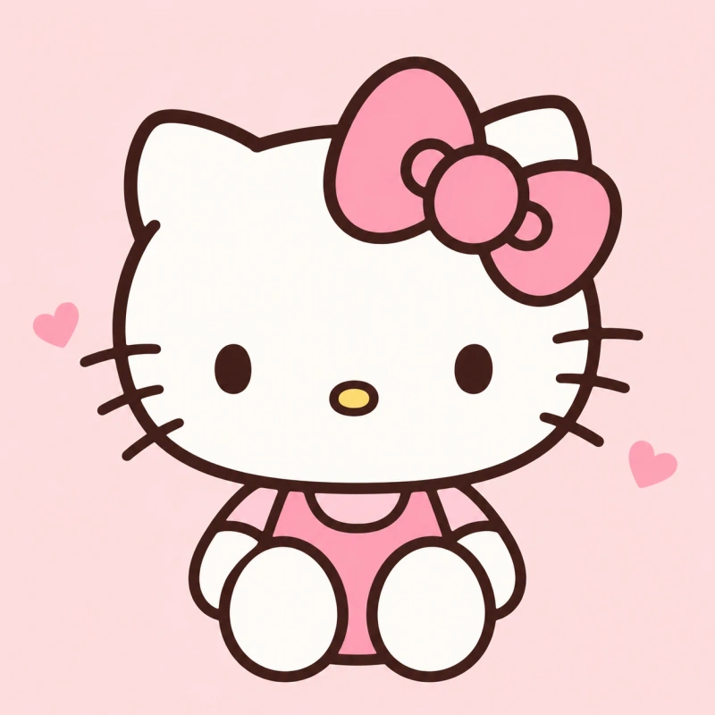 Cute Hello Kitty PFP for girls with a big pink bow on a soft blush background